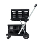Original Multi Use Collapsible Shopping Cart Mobile Folding Trolley with 2 Crates Black