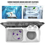 Portable Twin Tub Washing Machine 26lbs 18lbs Washer 8lbs Spinner Timer Knobs Drain Pump Compact Grey White