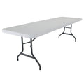 22980 Commercial Folding Table 8 Foot White Granite HDPE Top Portable Heavy Duty Steel Frame