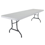 22980 Commercial Folding Table 8 Foot White Granite HDPE Top Portable Heavy Duty Steel Frame