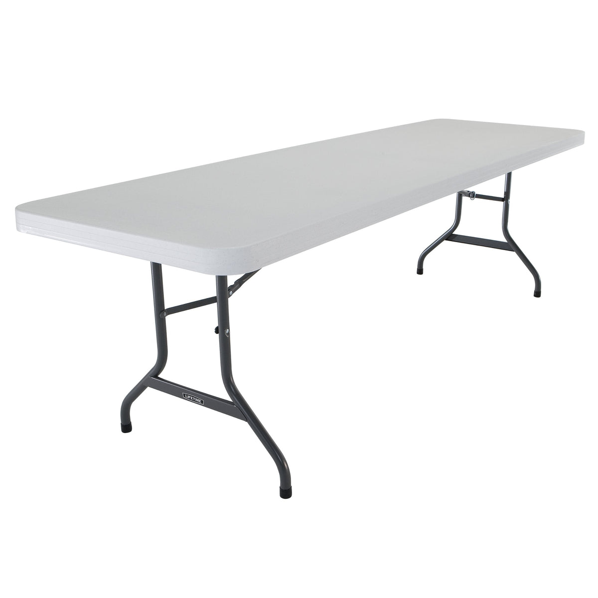 22980 Commercial Folding Table 8 Foot White Granite HDPE Top Portable Heavy Duty Steel Frame