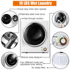 Small 1.5 Cu Ft Portable Clothes Dryer 850W Compact Laundry Dryer for Apartment RV Dorm White