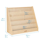 Single Sided Wooden Book Display Shelf for Kids Classroom, 5 Shelves
