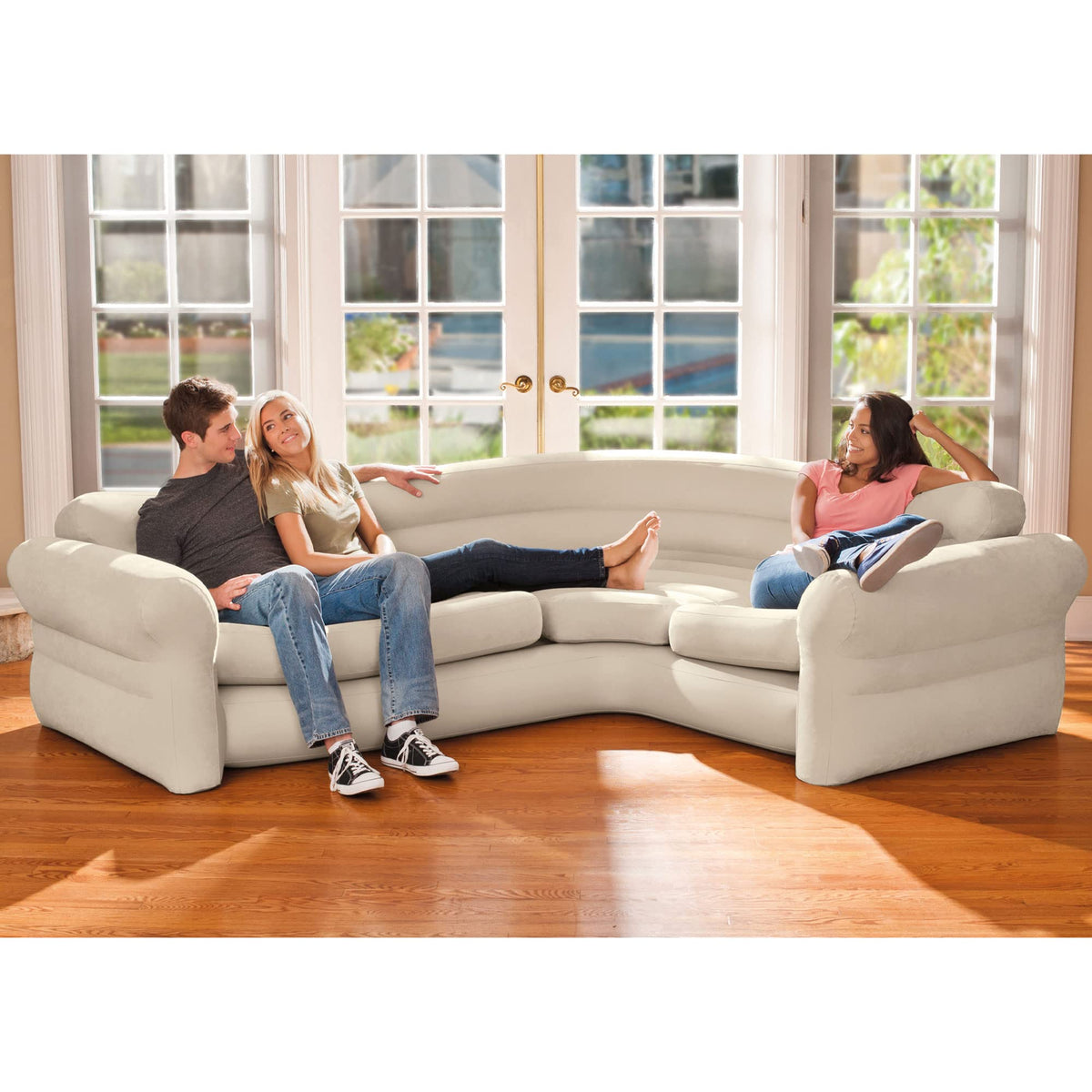 Inflatable Corner Sofa L Shaped Couch Family Lounge Living Room Indoor Outdoor Seating Furniture