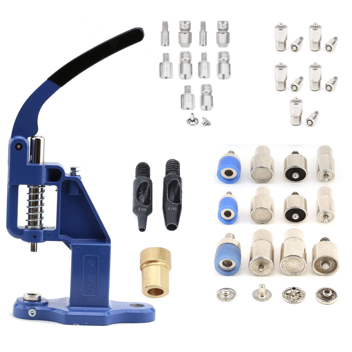 Hand Press Machine with Setting Dies All in One Set for Snap Button Fastener Rivet Eyelet Grommet