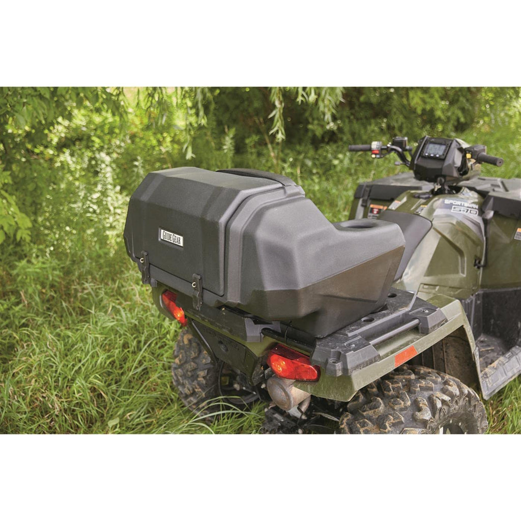ATV lounger seat with storage large cushion padded backrest cargo box helmet holder heavy duty universal