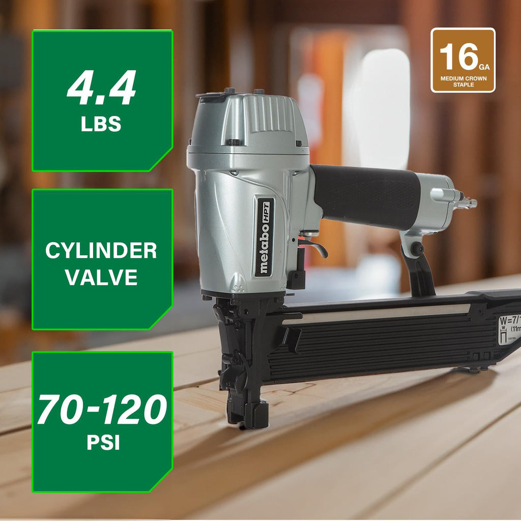 7/16 in 16 Gauge Pneumatic Standard Crown Stapler Air Powered Professional Grade Tool N5008AC2