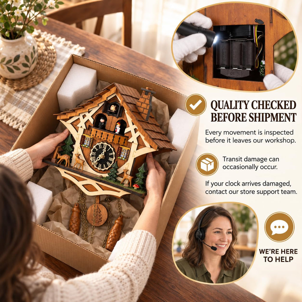 Traditional Handmade Wooden Cuckoo Clock With Quartz Wall Clock Movement Family Gift Home Decor