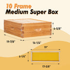 10 Frame Langstroth Bee Hive Beeswax Coated Includes Frames and Waxed Foundations 2 Deep 1 Medium Boxes
