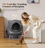 Auto Self Cleaning Litter Box Odor Control Robot Cat Ear 65L App Monitor Multi Cat Safety Sensor 1 Trash Bag