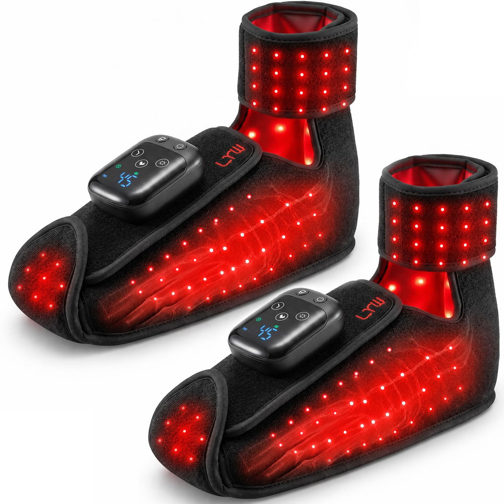 Red Light Therapy Foot Massager 101 LED Neuropathy Pain Relief 660nm 850nm 3 Heat 5 Intensity Pulse Cordless