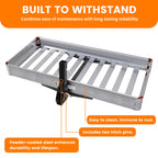 50149 500 lb Capacity 50 x 22 Inch Hitch Mount Folding Aluminum Cargo Carrier with Side Rails and Reflector