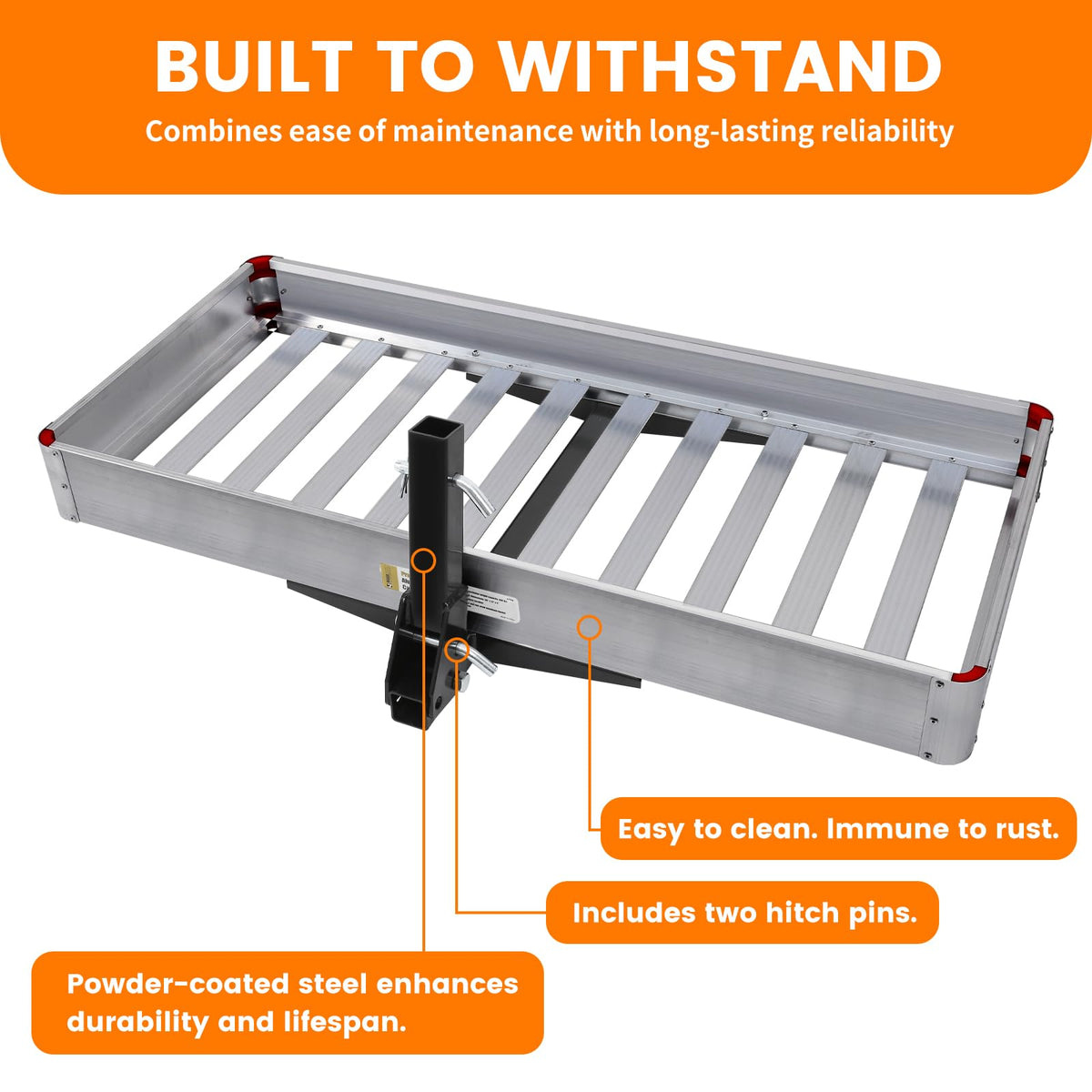 50149 500 lb Capacity 50 x 22 Inch Hitch Mount Folding Aluminum Cargo Carrier with Side Rails and Reflector