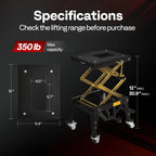 350 lbs Hydraulic Motorcycle Lift Table Heavy Duty Scissor Jack Stand for Garage and Workshop