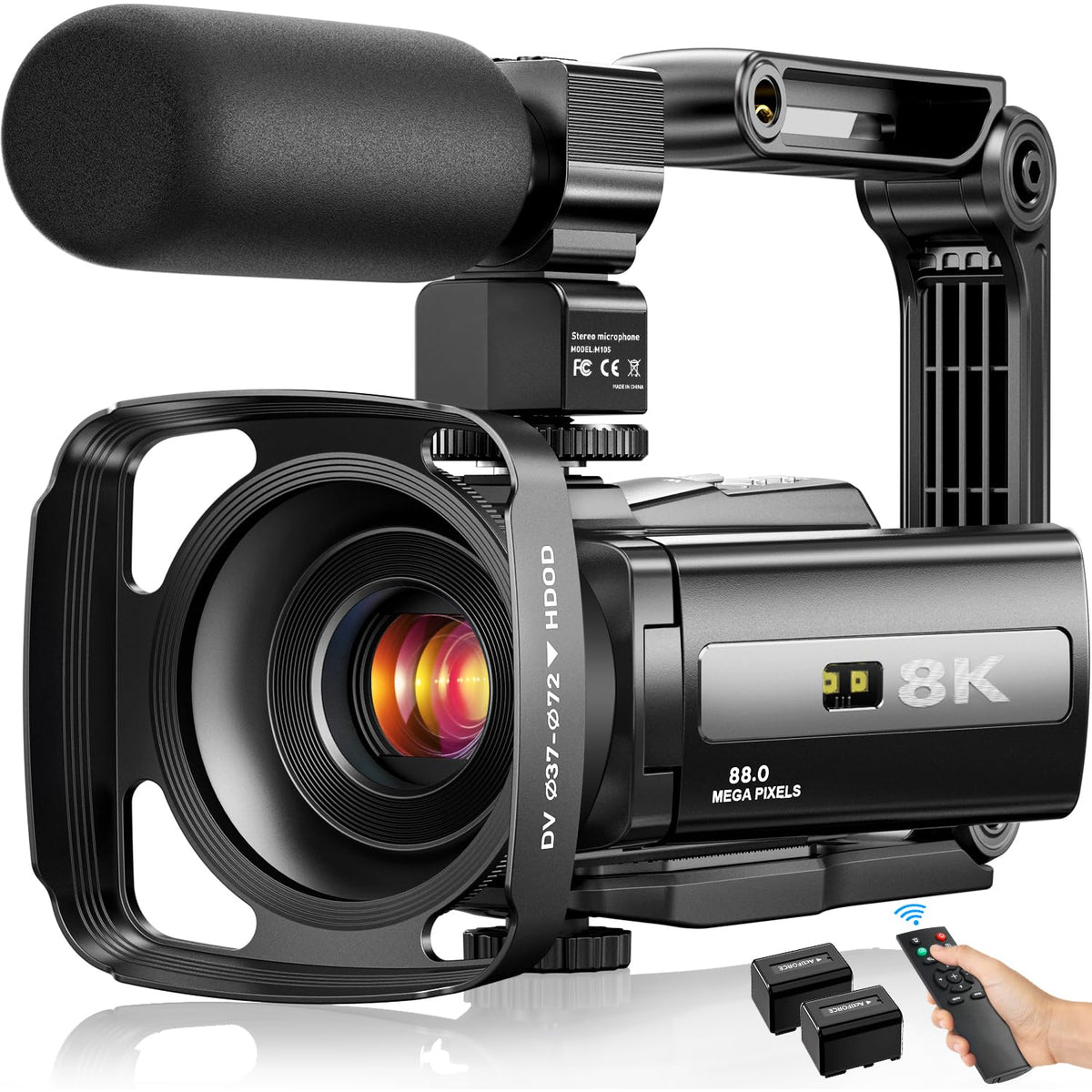 8K Video Camera 88MP WiFi Vlogging for YouTube 18X Zoom IR Night Vision 3.0 Touch Screen Mic Stabilizer Remote