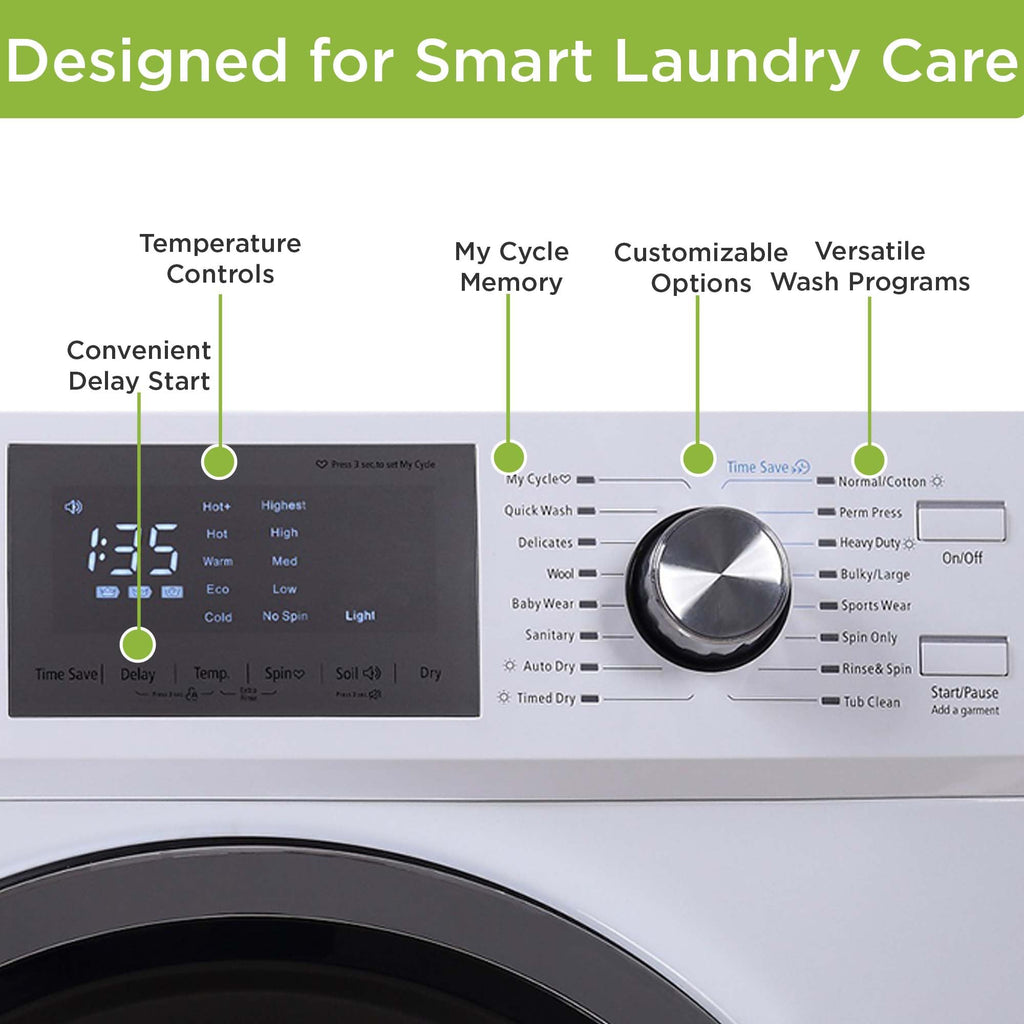 2.65 Cu Ft All In One Apartment Size Washer and Dryer Combo Compact Space Saving Design for Small Spaces