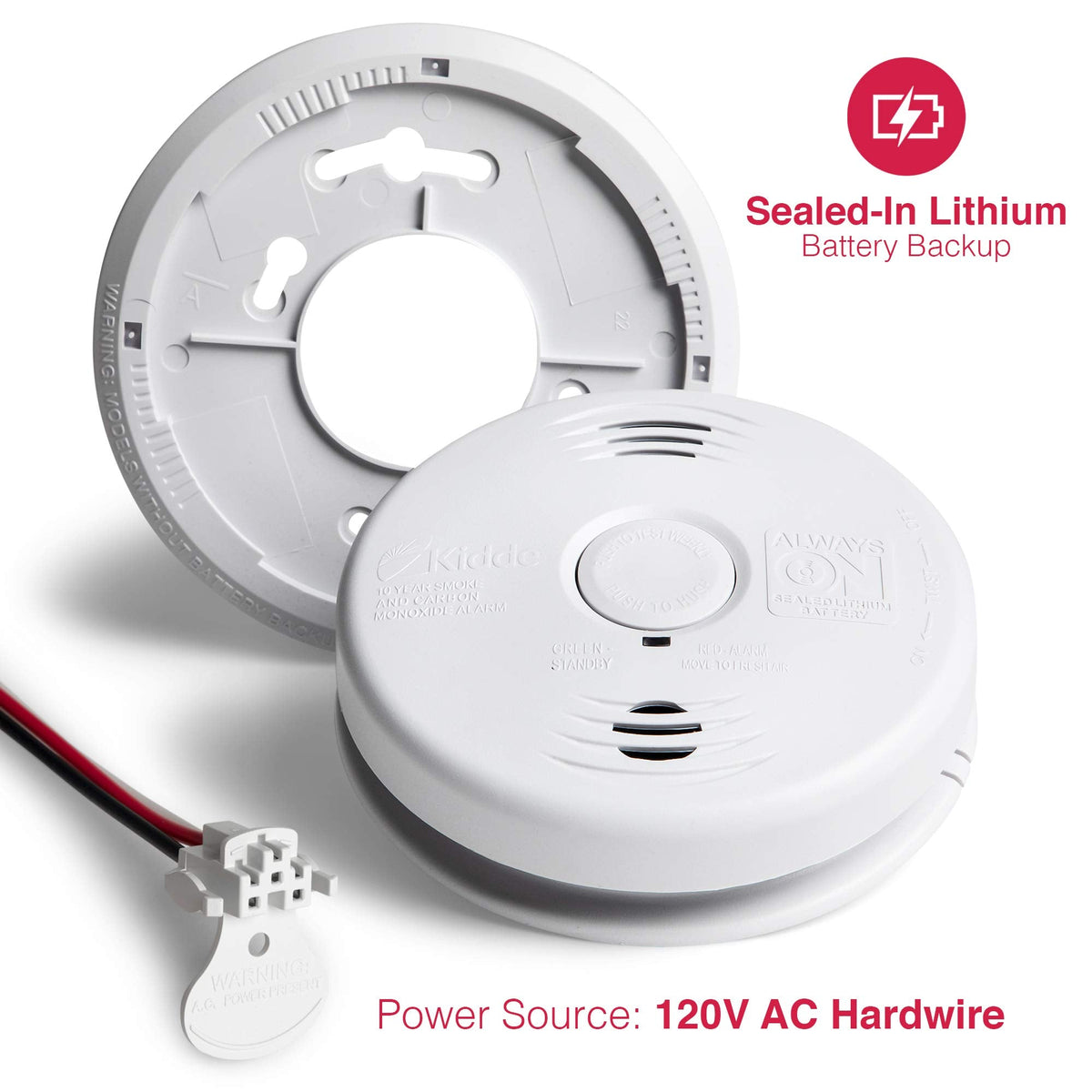 Smoke and CO Detector Alarm Voice Warning Hardwired 10 Year Lithium Battery Backup Interconnectable i12010SCO