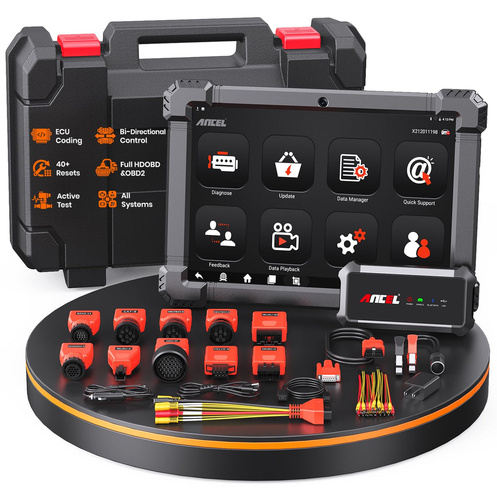 X7HD 10.1 inch Heavy Duty Truck Scanner 40 Resets Bidirectional Control ECU Coding DPF Regen Full System OBD2