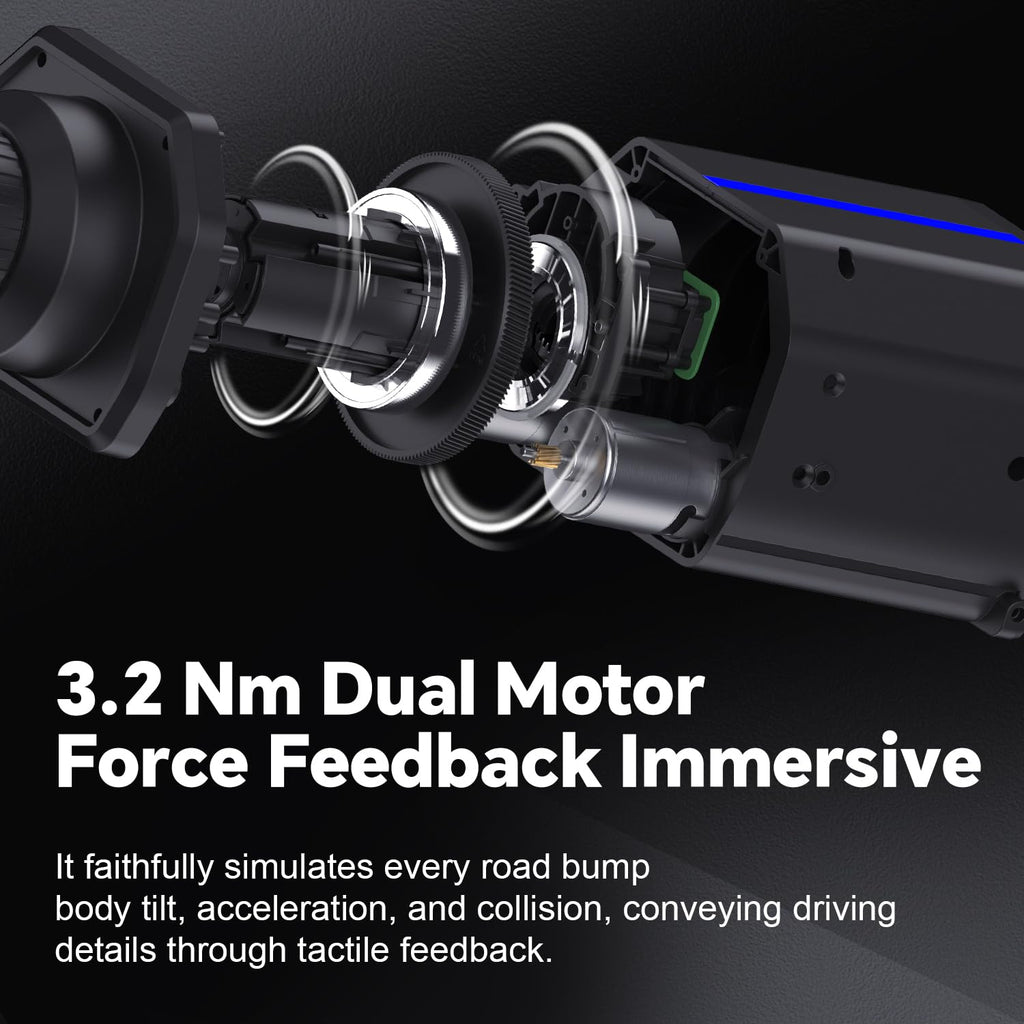 V99 Force Feedback Racing Wheel with Pedals and Shifter for Racing and Driving Simulator Games
