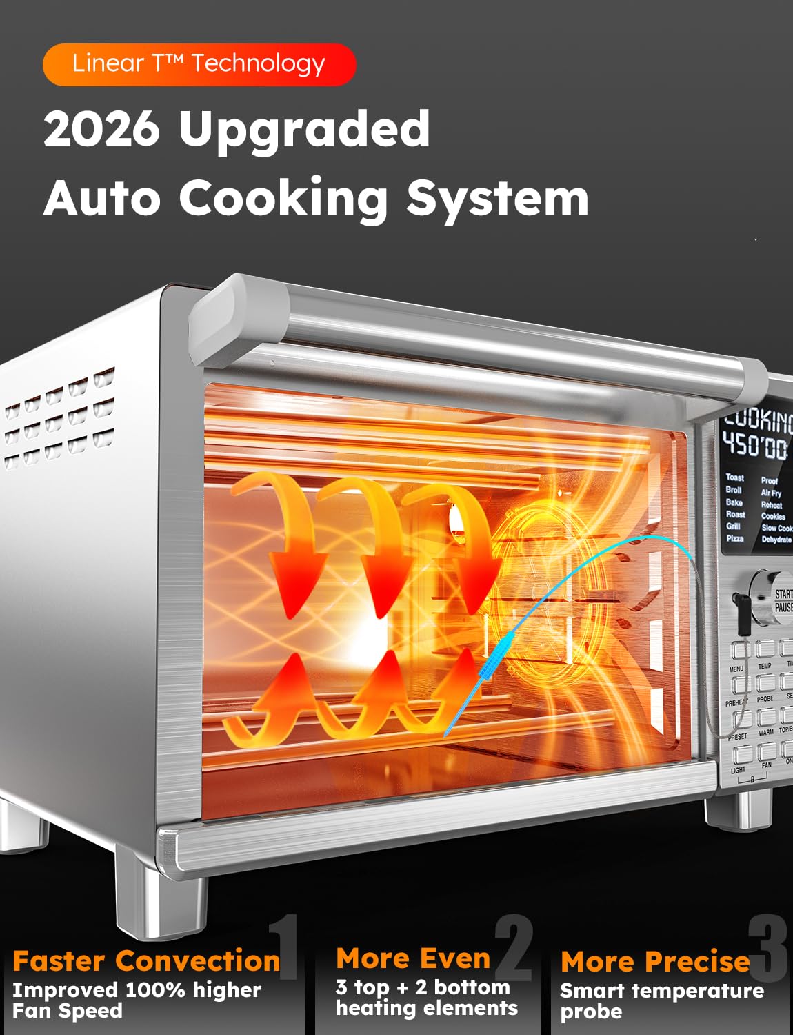 Bravo XL Pro air fryer toaster oven with improved 100 percent super convection oven technology