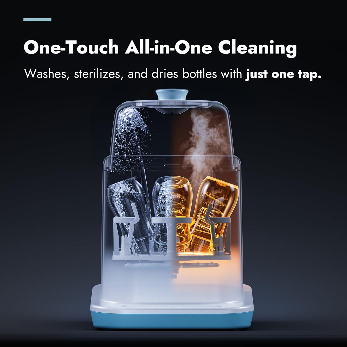 Bottle Washer Pro 4 in 1 Sterilizer Dryer for Bottles Pump Parts Baby Essentials with 60 Detergent Tablets