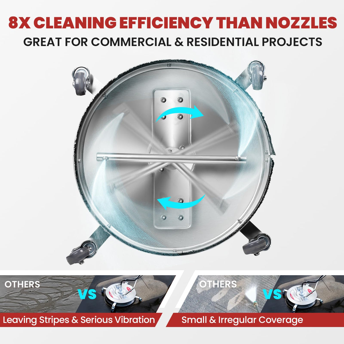 20 inch commercial pressure washer surface cleaner with wheels 4500 PSI heavy duty for driveway patio