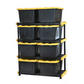 Heavy Duty 4 Tier Garage Storage Shelves with 8 Pack 27 Gallon Storage Bins and Lids Space Saving Organizer