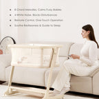 Electric Baby Bassinet Auto Rocking Bedside Sleeper 6 Heights Mattress Remote Control 5 Speeds 3 Timers Beige