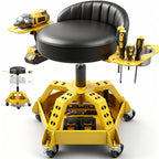 Rolling Shop Stool with Wheels Backrest Tool Tray 5 Wheel Anti Tip 22 to 26 Adjustable Height 330 lb Capacity