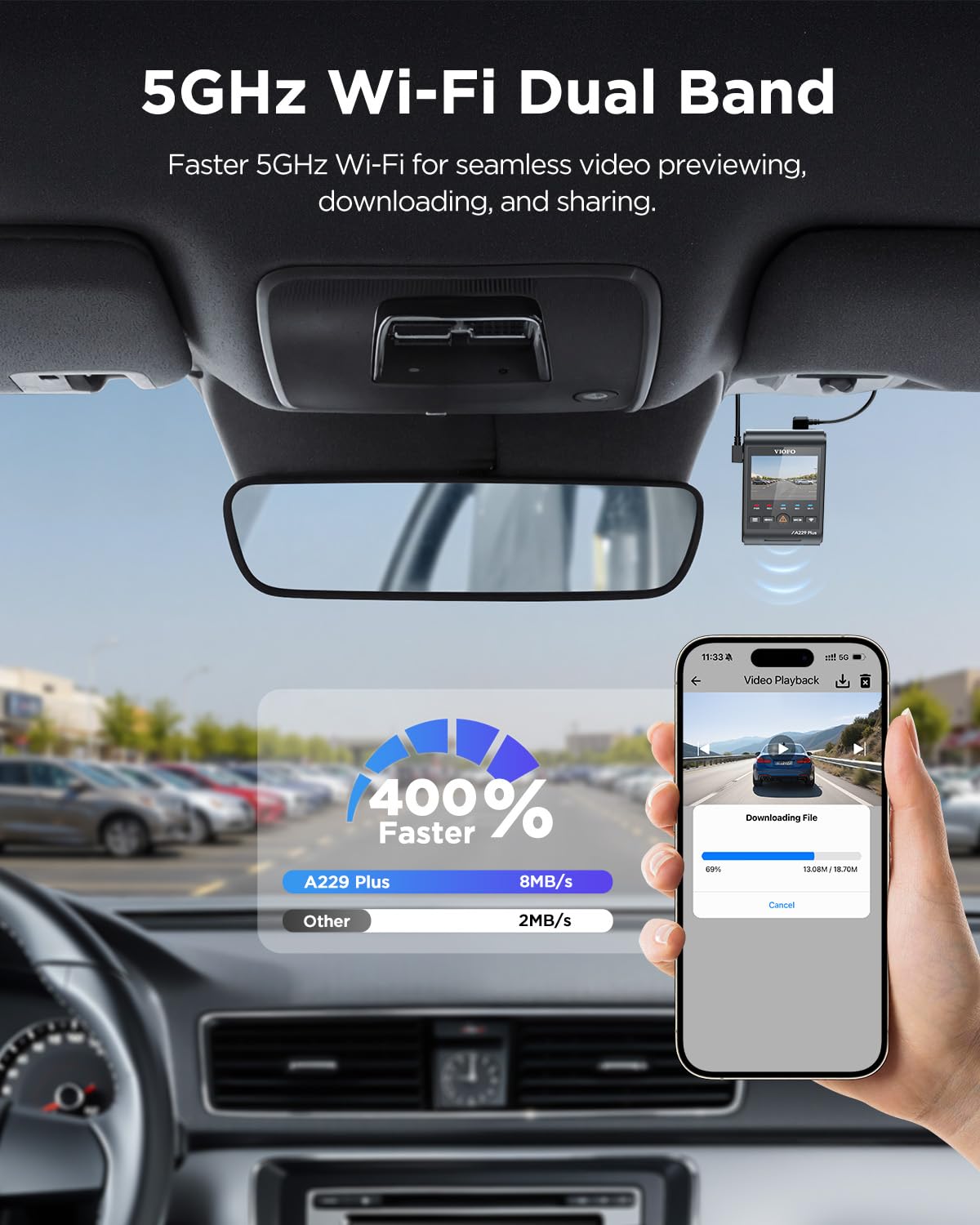 Front and Rear 2K Dash Cam, Dual STARVIS 2 Sensors, HDR, A229 Plus