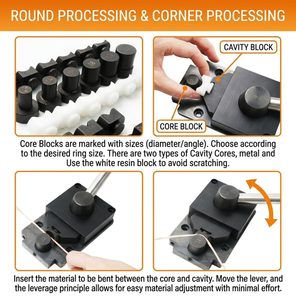Ring Bender Tool Kit for Metal up to 3mm Steel Nylon Dies Mandrel Ring Sizer Spoon Ring Maker Heavy Duty Tool