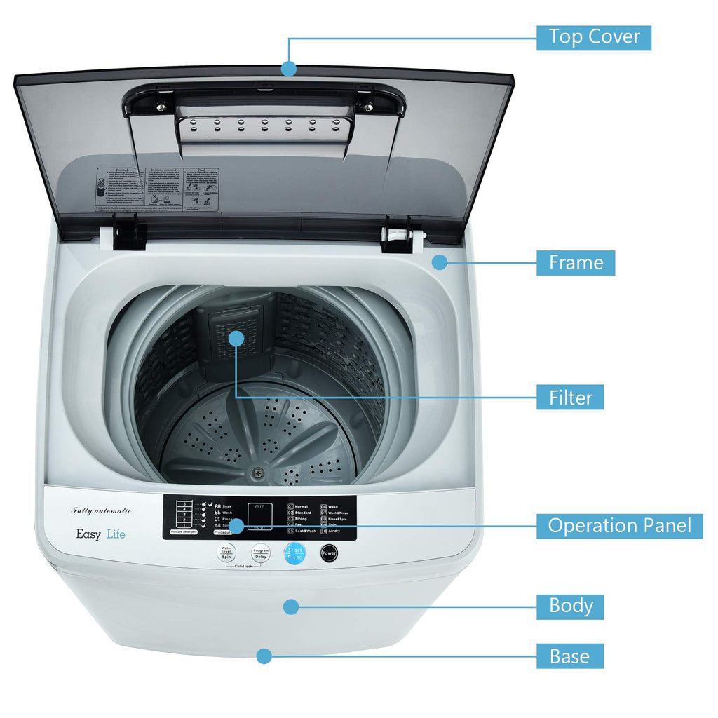 Fully Automatic 2 in 1 Portable Washing Machine 8.8lbs Spinner Combo 1.04 cu.ft 10 Programs Drain Pump
