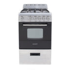 Compact gas range oven with 4 sealed burners 20 inch stainless steel kitchen cooking appliance