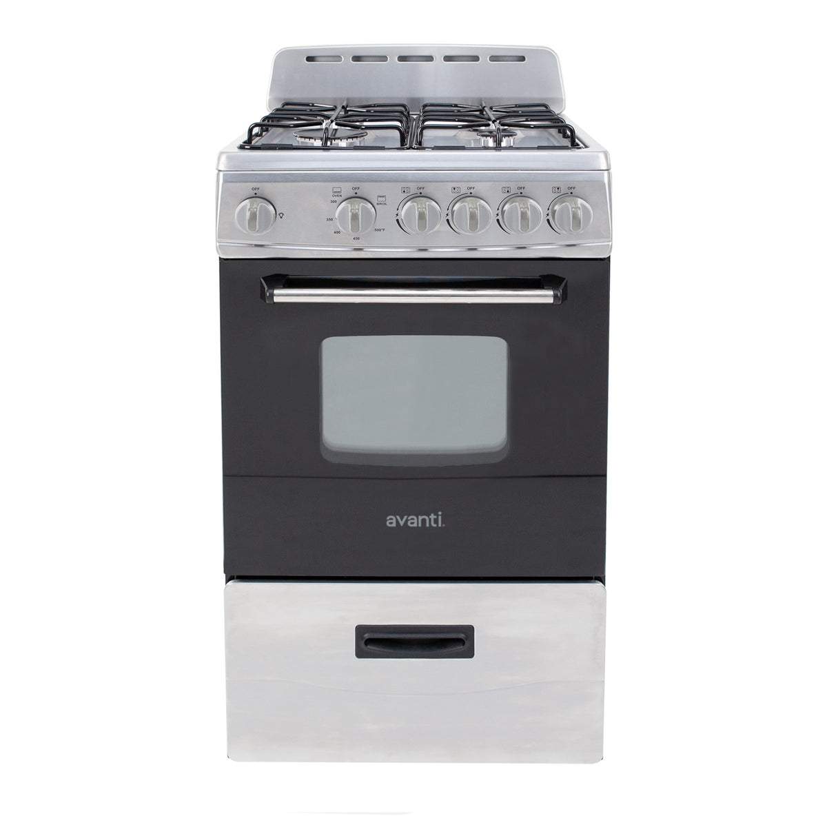 Compact gas range oven with 4 sealed burners 20 inch stainless steel kitchen cooking appliance