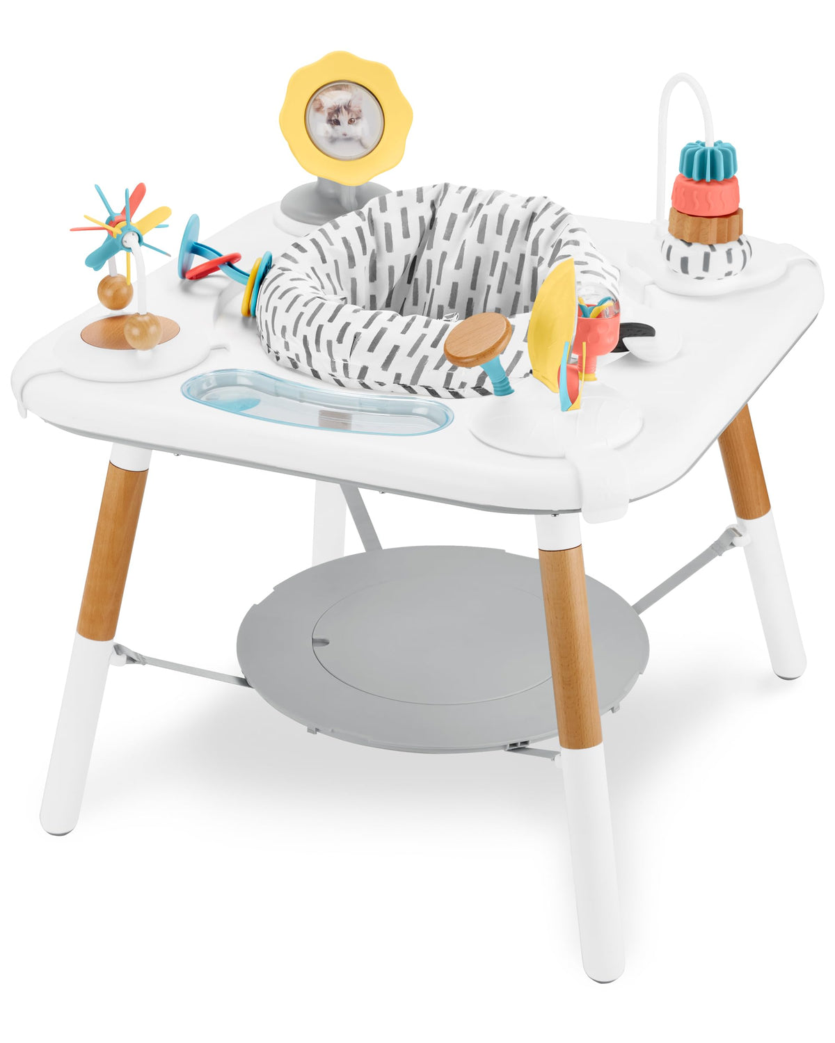 Discoverosity Montessori Inspired 3 Stage Activity Center Play Table Baby 4m+ with Mirror Rattles Teethers