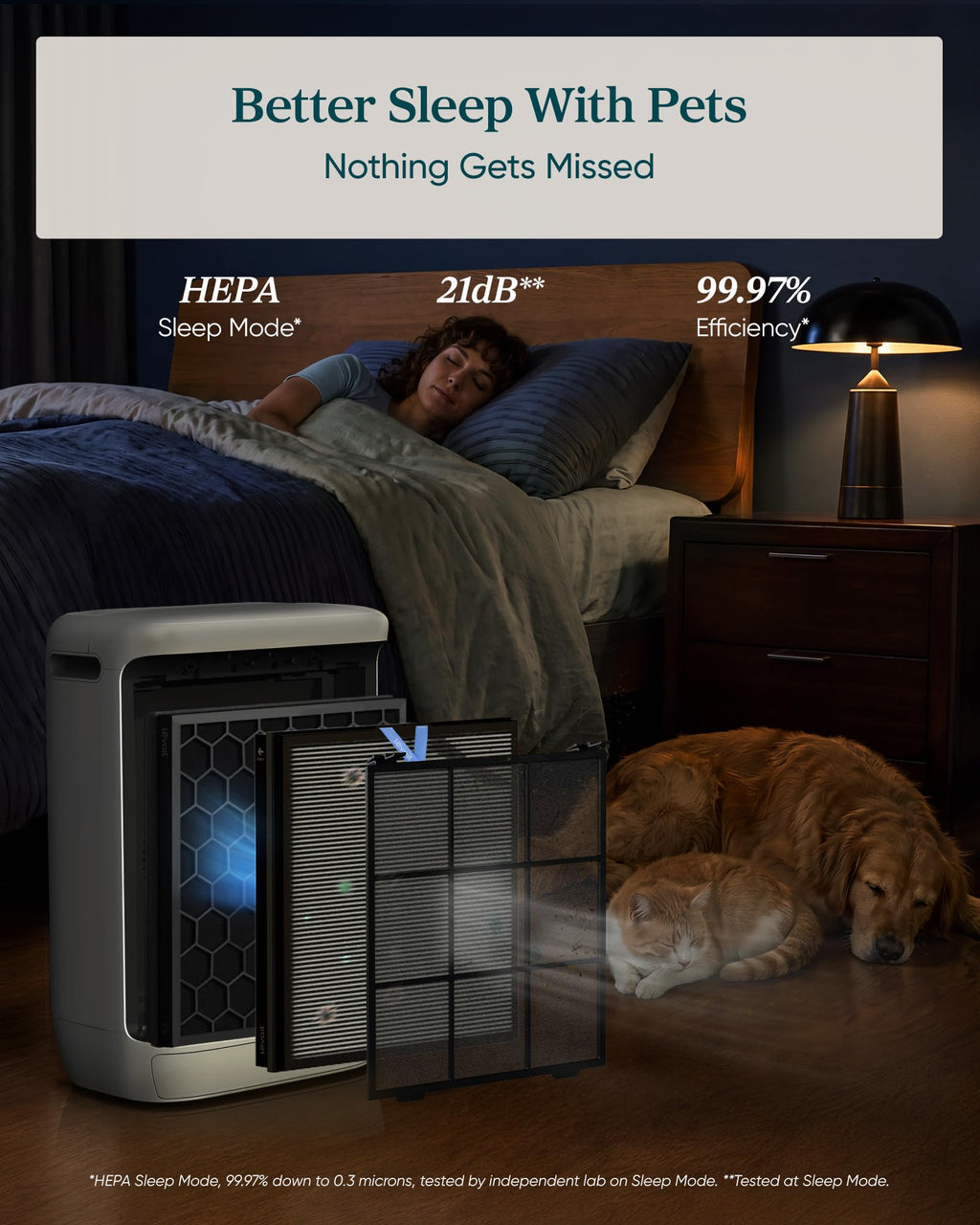 Smart pet air purifier for home pets large room Vital Pet Pro white air cleaner with odor control