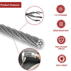 1000ft 1/8 T316 Stainless Steel Deck Railing Cable 7x7 Wire Rope Balustrade Kit with Cutter DIY Stair Porch