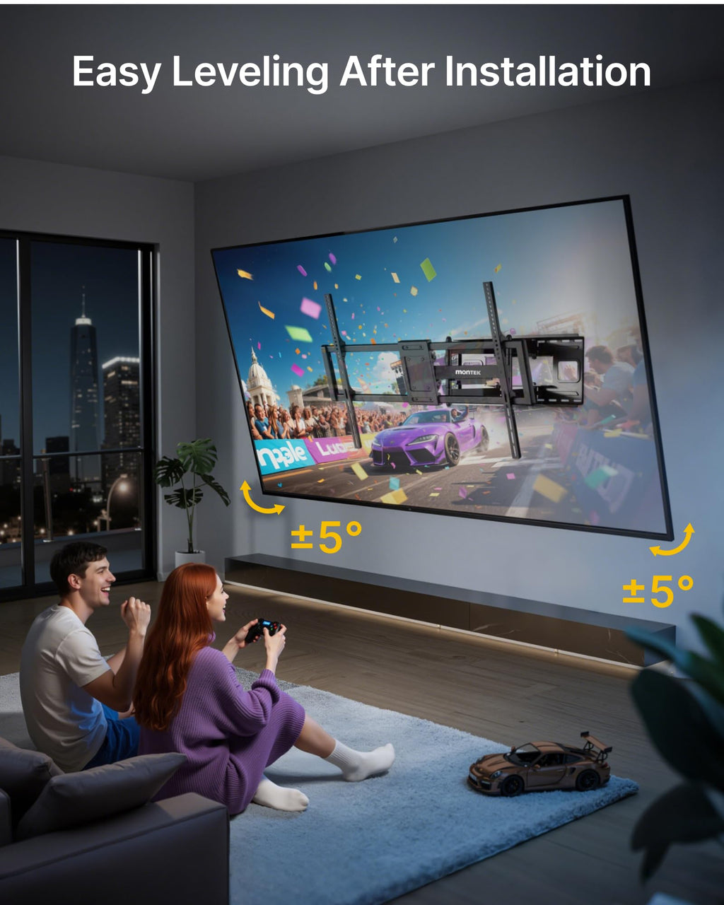 Heavy Duty Full Motion TV Wall Mount for 60 to 120 Inch Extra Large TVs Swivel Tilt Flat Screen