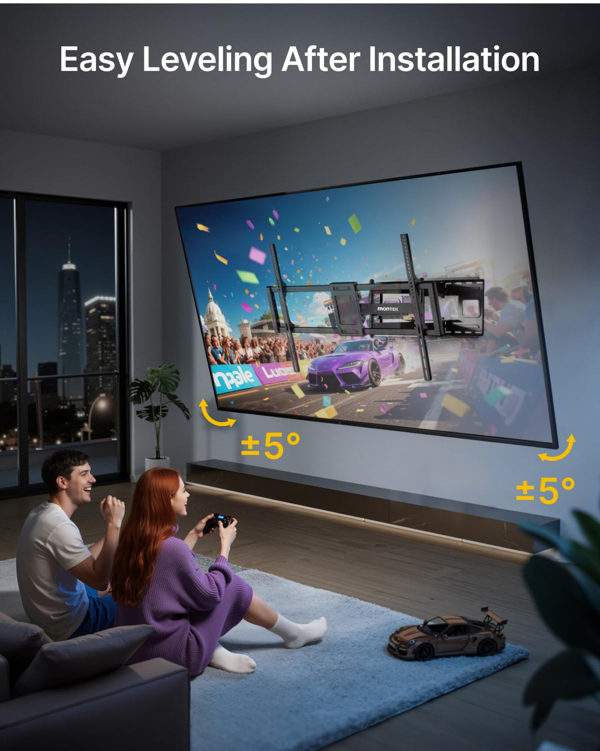 Heavy Duty Full Motion TV Wall Mount for 60 to 120 Inch Extra Large TVs Swivel Tilt Flat Screen