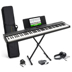 88 Key Digital Piano Keyboard with Built-In Speakers, Beginner Bundle