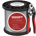 1000ft 1/8 T316 Stainless Steel Deck Railing Cable 7x7 Wire Rope Balustrade Kit with Cutter DIY Stair Porch