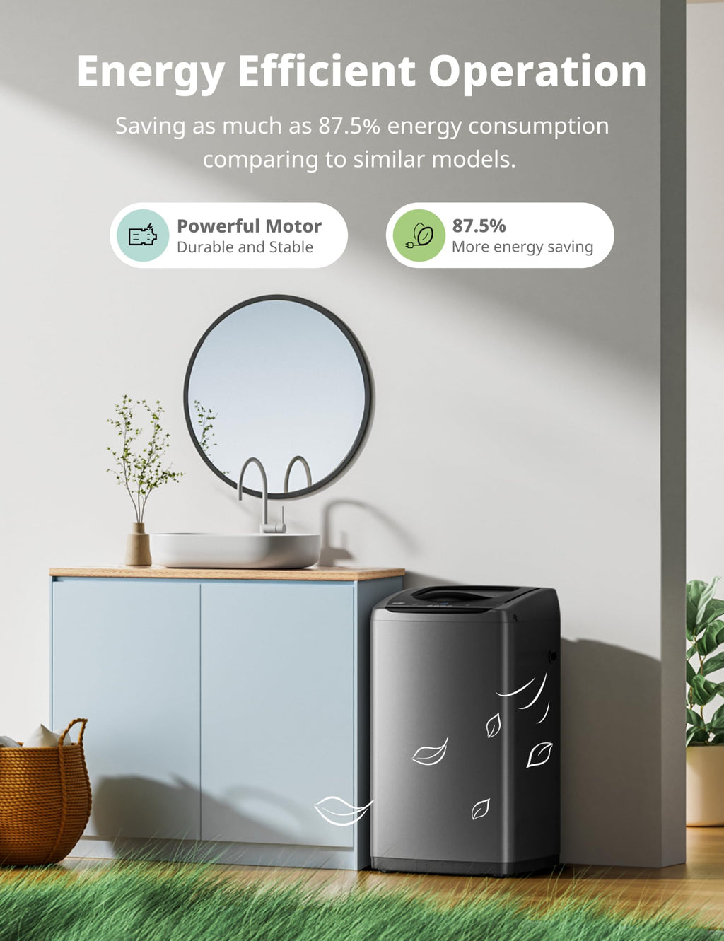 Portable Washing Machine 0.9 cu ft Compact Washer with LED Display for Apartments Dorms and RVs