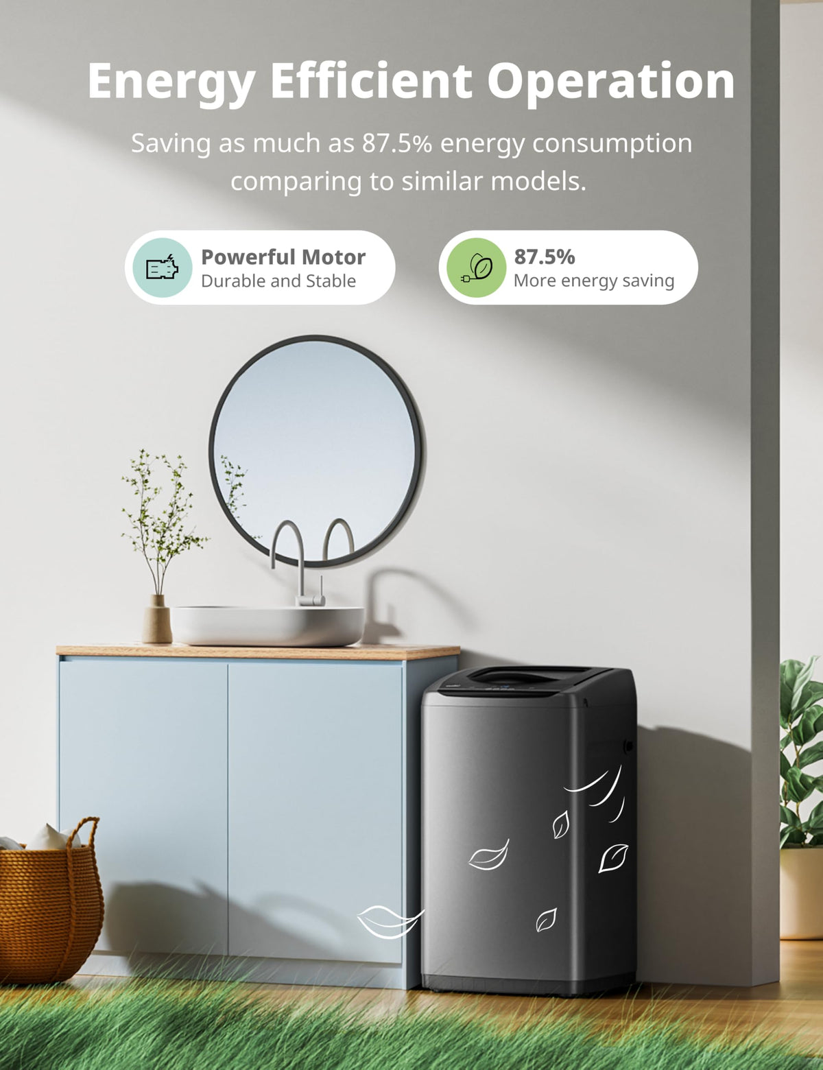 Portable Washing Machine 0.9 cu ft Compact Washer with LED Display for Apartments Dorms and RVs