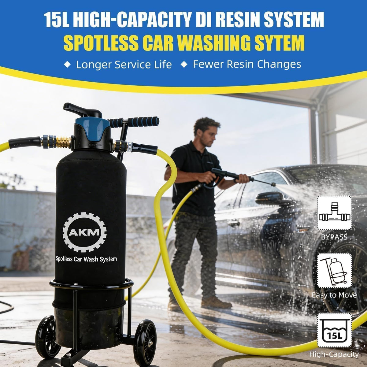 15L Deionized Resin Water System for Spot-Free Car and RV Washing