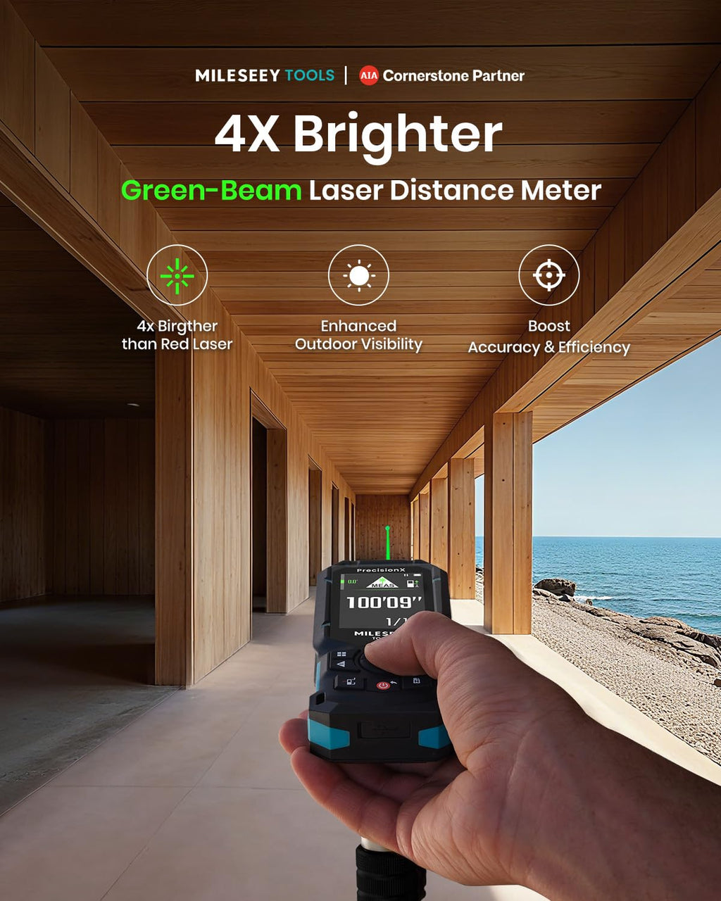 S50 Green Laser Distance Meter 400 ft Laser Measure P2P High Precision Portable Measuring Tool