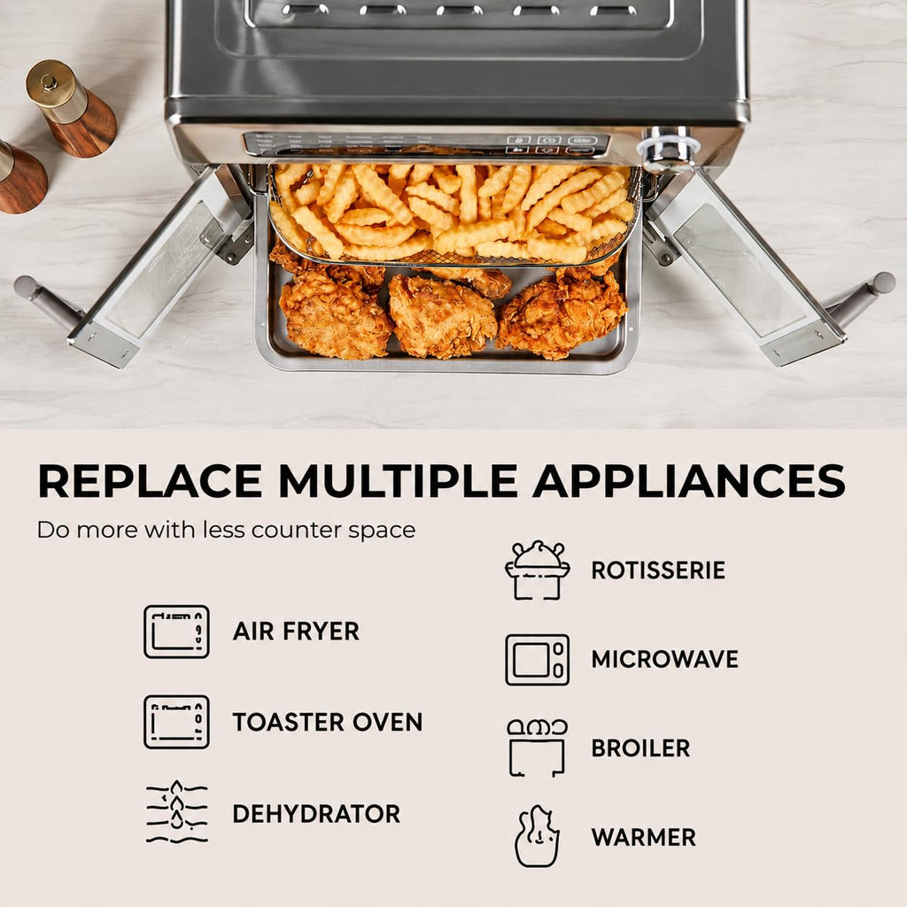 French Door Air Fryer Toaster Oven, 26 Qt Countertop Multi-Function