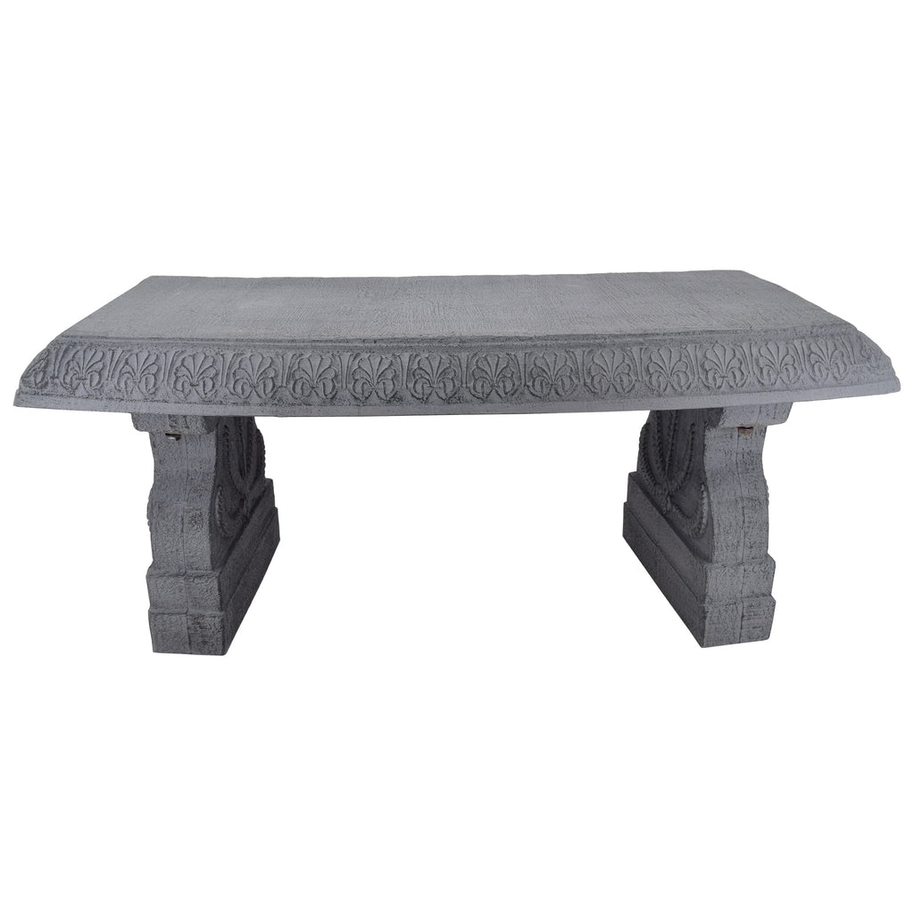 Fiberclay Outdoor Garden Bench BE02 Patio Seating for Front Porch Park Furniture Decor Gray Weather Resistant