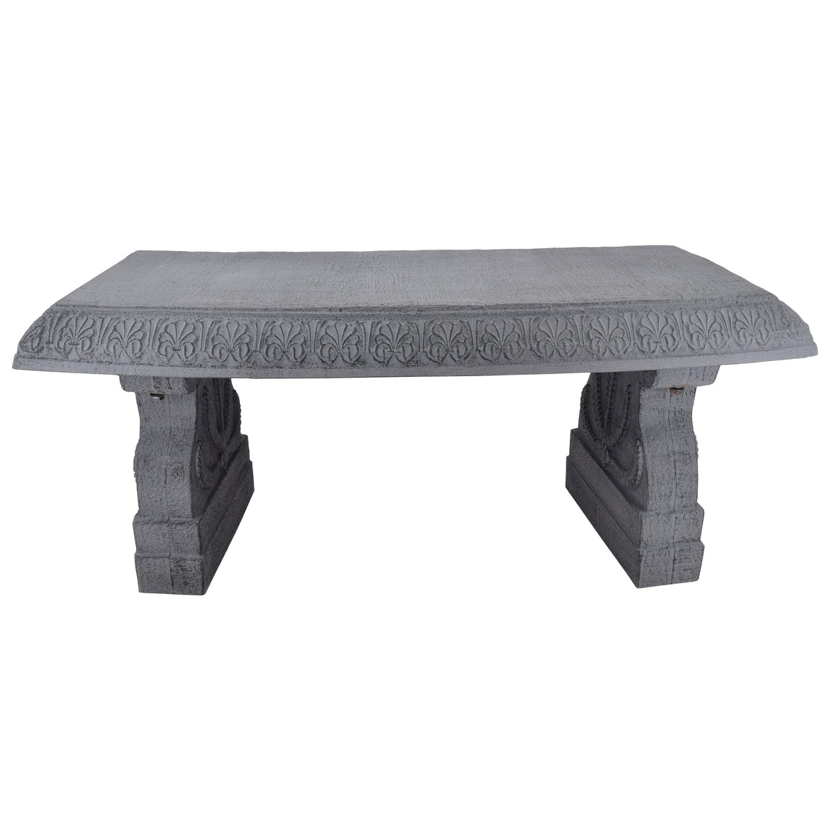 Fiberclay Outdoor Garden Bench BE02 Patio Seating for Front Porch Park Furniture Decor Gray Weather Resistant