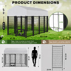 8x4x6 FT Outdoor Dog Kennel for Large Dogs with Silver Roof Heavy Duty Metal Pet Enclosure Exercise Run