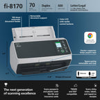 fi-8170 Professional High Speed Color Duplex Document Scanner with Auto Document Feeder for Office